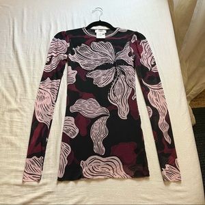 FUZZI JEAN PAUL GAULTIER Black Pink Floral Mesh Knit Top